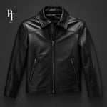 Premium Classic Black Leather Jacket For Men - Soft Sheep Leather, Durable Design, Timeless Style - Allen-Fitness