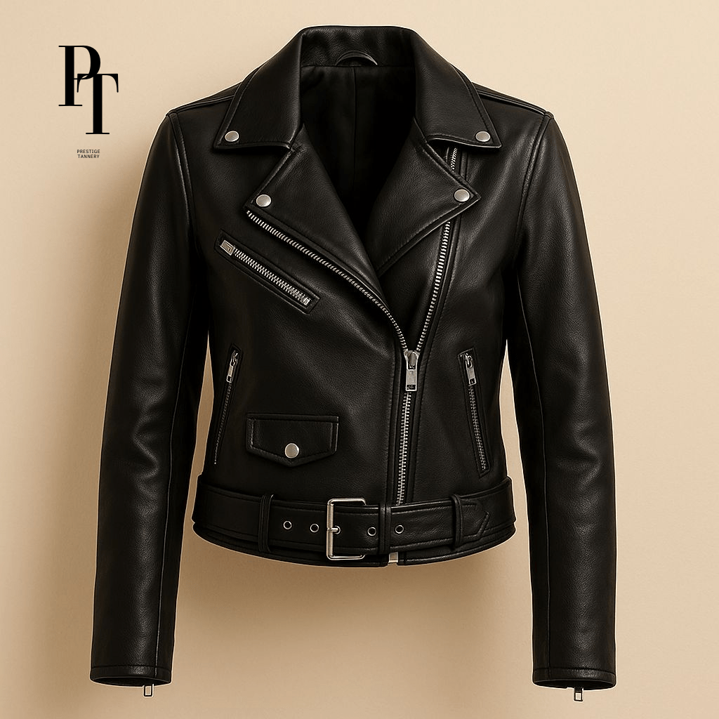 Prestige Tannery Women's Leather Jacket - 100% Genuine Leather, Tailored Fit, Premium Features - Allen - Fitness