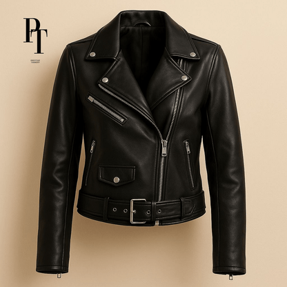 Prestige Tannery Women's Leather Jacket - 100% Genuine Leather, Tailored Fit, Premium Features - Allen - Fitness