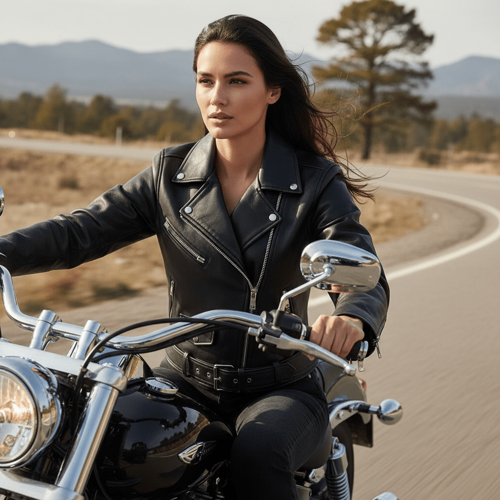 Prestige Tannery Women's Leather Jacket - 100% Genuine Leather, Tailored Fit, Premium Features - Allen - Fitness