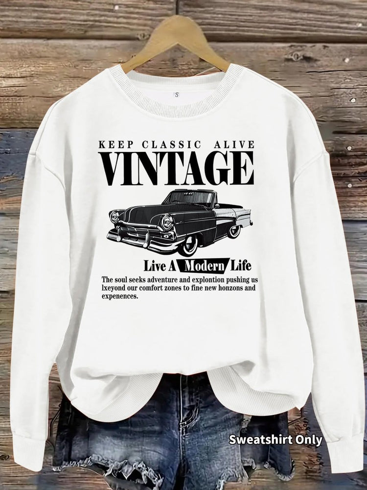 Printed loose base long sleeved fleece sweatshirt - Premium Fitness & Activewear