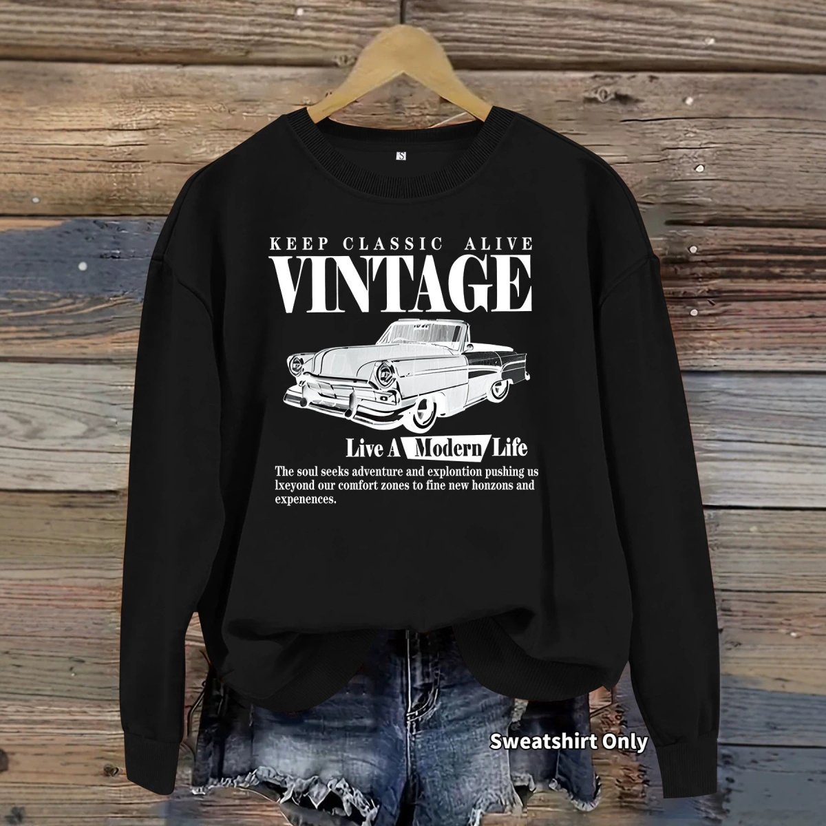 Printed loose base long sleeved fleece sweatshirt - Premium Fitness & Activewear