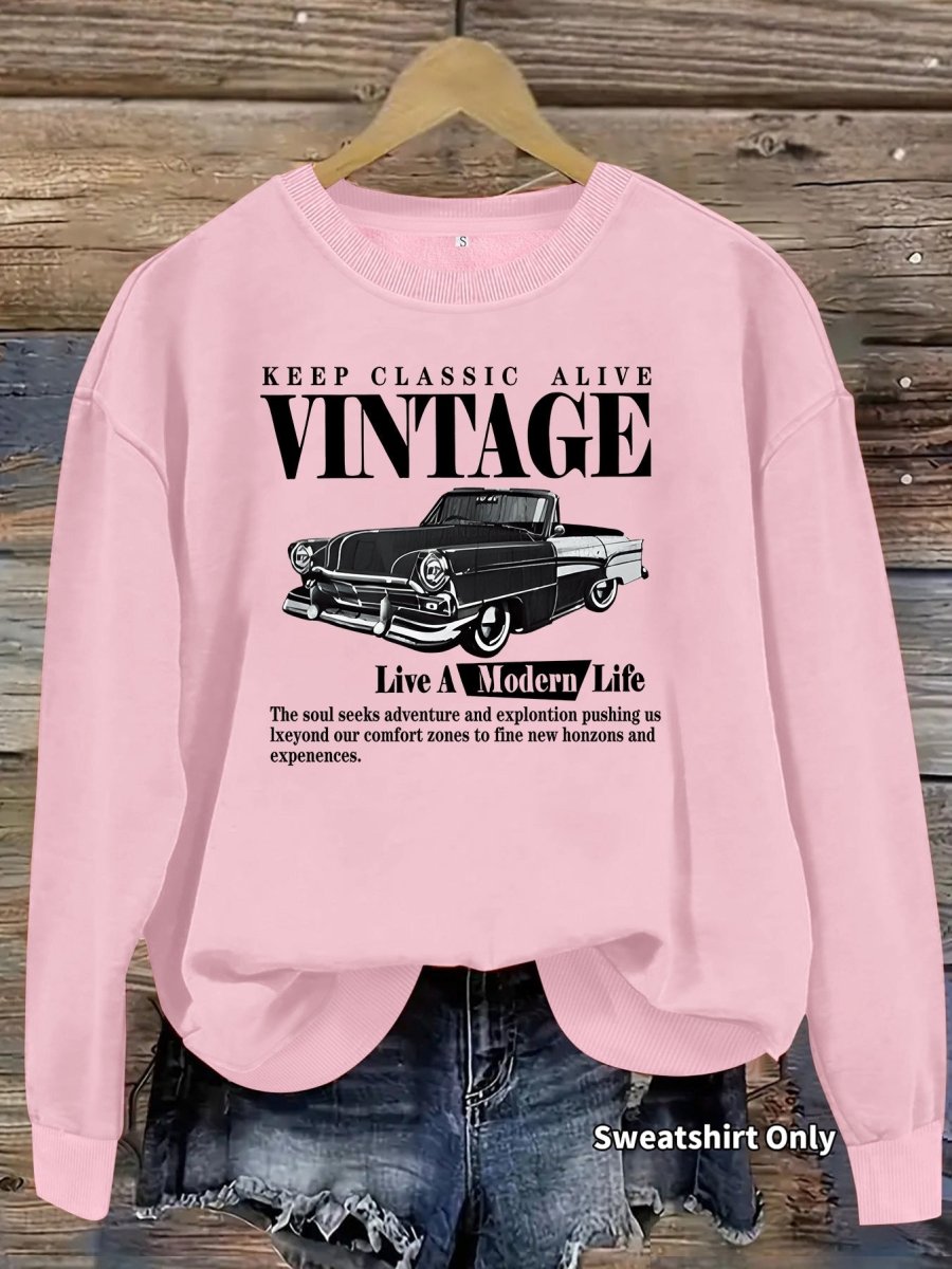 Printed loose base long sleeved fleece sweatshirt - Premium Fitness & Activewear