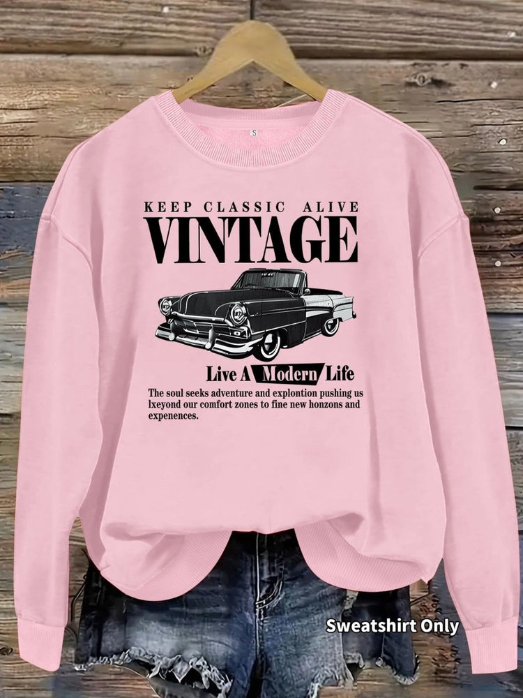 Printed loose base long sleeved fleece sweatshirt - Premium Fitness & Activewear