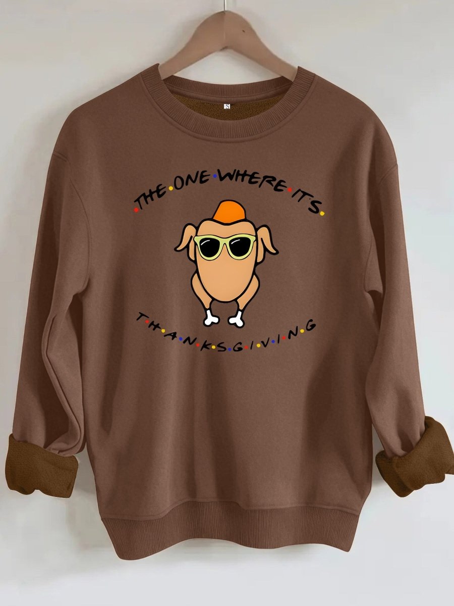 Printed loose base long sleeved fleece sweatshirt - Premium Fitness & Activewear