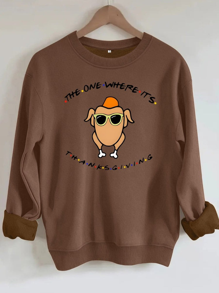 Printed loose base long sleeved fleece sweatshirt - Premium Fitness & Activewear