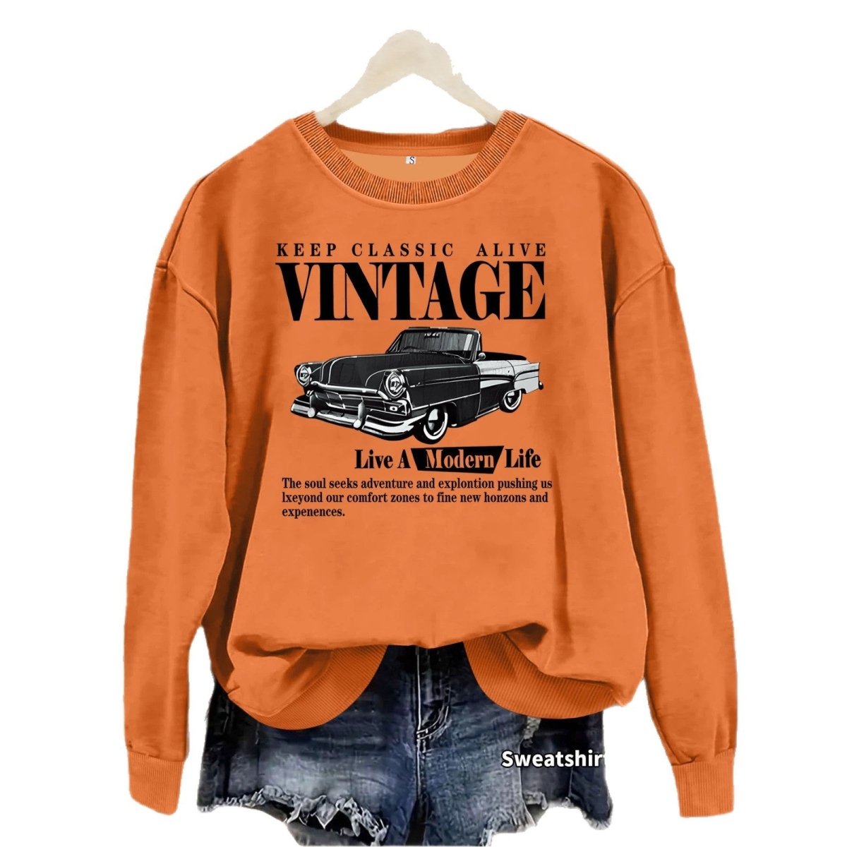 Printed loose base long sleeved fleece sweatshirt - Premium Fitness & Activewear