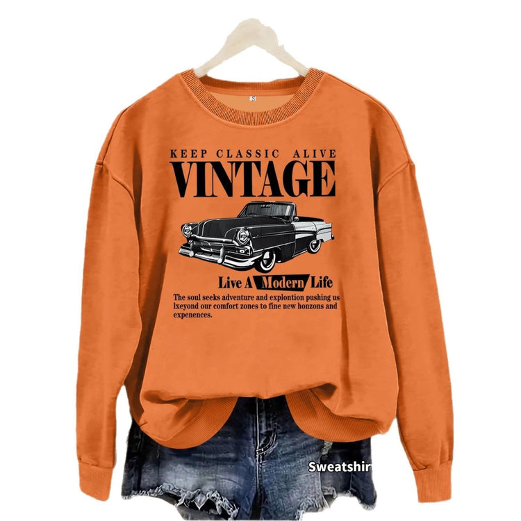 Printed loose base long sleeved fleece sweatshirt - Premium Fitness & Activewear