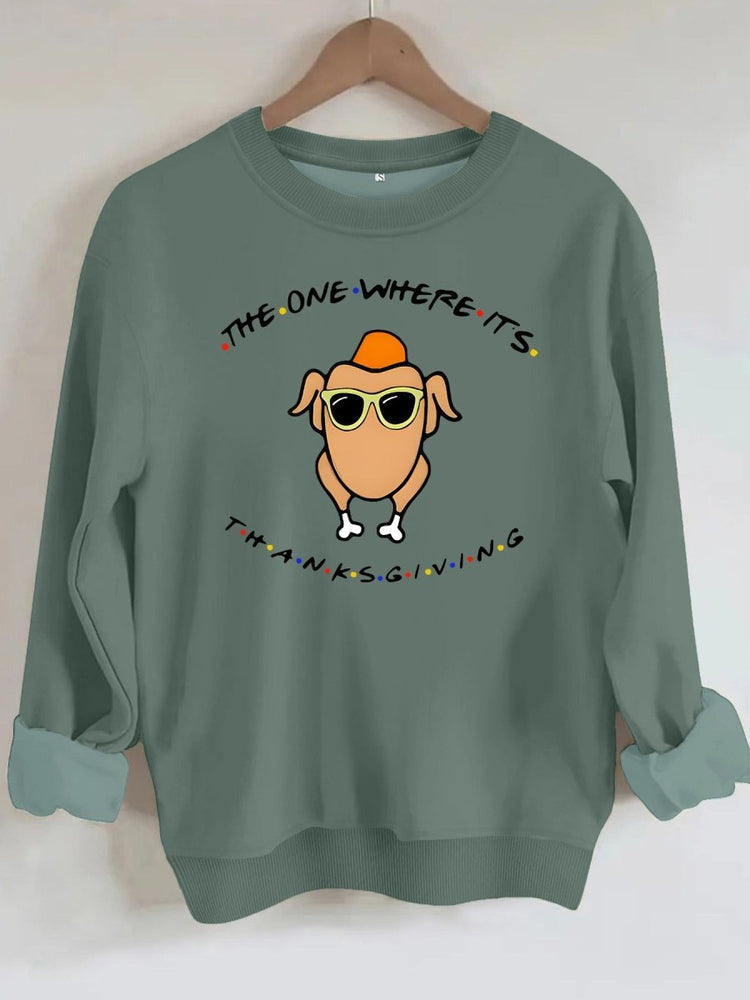 Printed loose base long sleeved fleece sweatshirt - Premium Fitness & Activewear