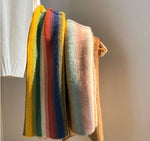 Rainbow Striped Scarf - Warm Knitted Acrylic Shawl, 180cm x 35cm, All-Match Stylish Accessory - Allen-Fitness