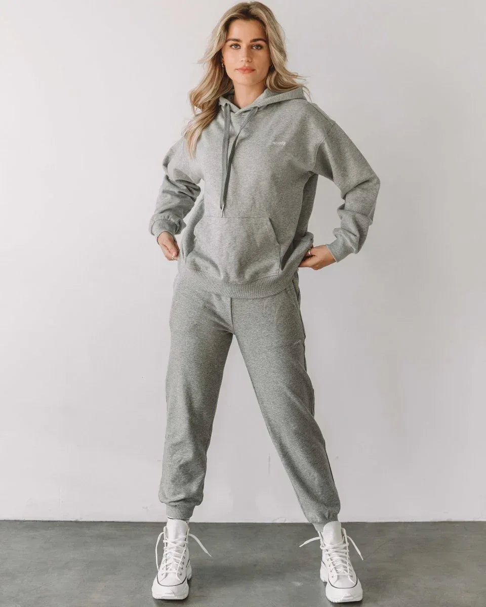 Rebody French Terry Sweatpants for Women - 7/8 Inseam, Baggy Fit, Pockets, Drawstring - Allen-Fitness
