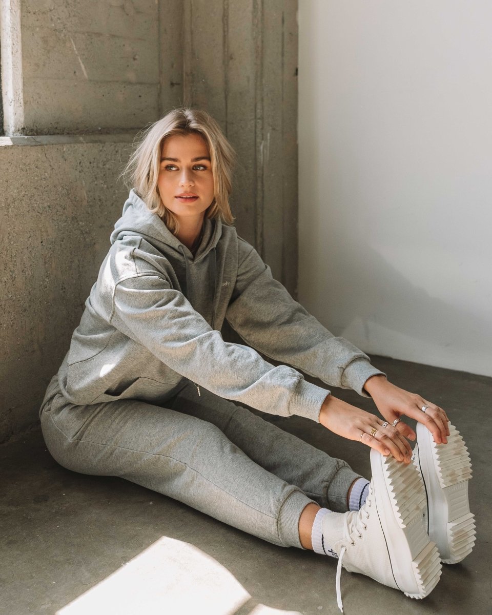 Rebody French Terry Sweatpants for Women - 7/8 Inseam, Baggy Fit, Pockets, Drawstring - Allen - Fitness