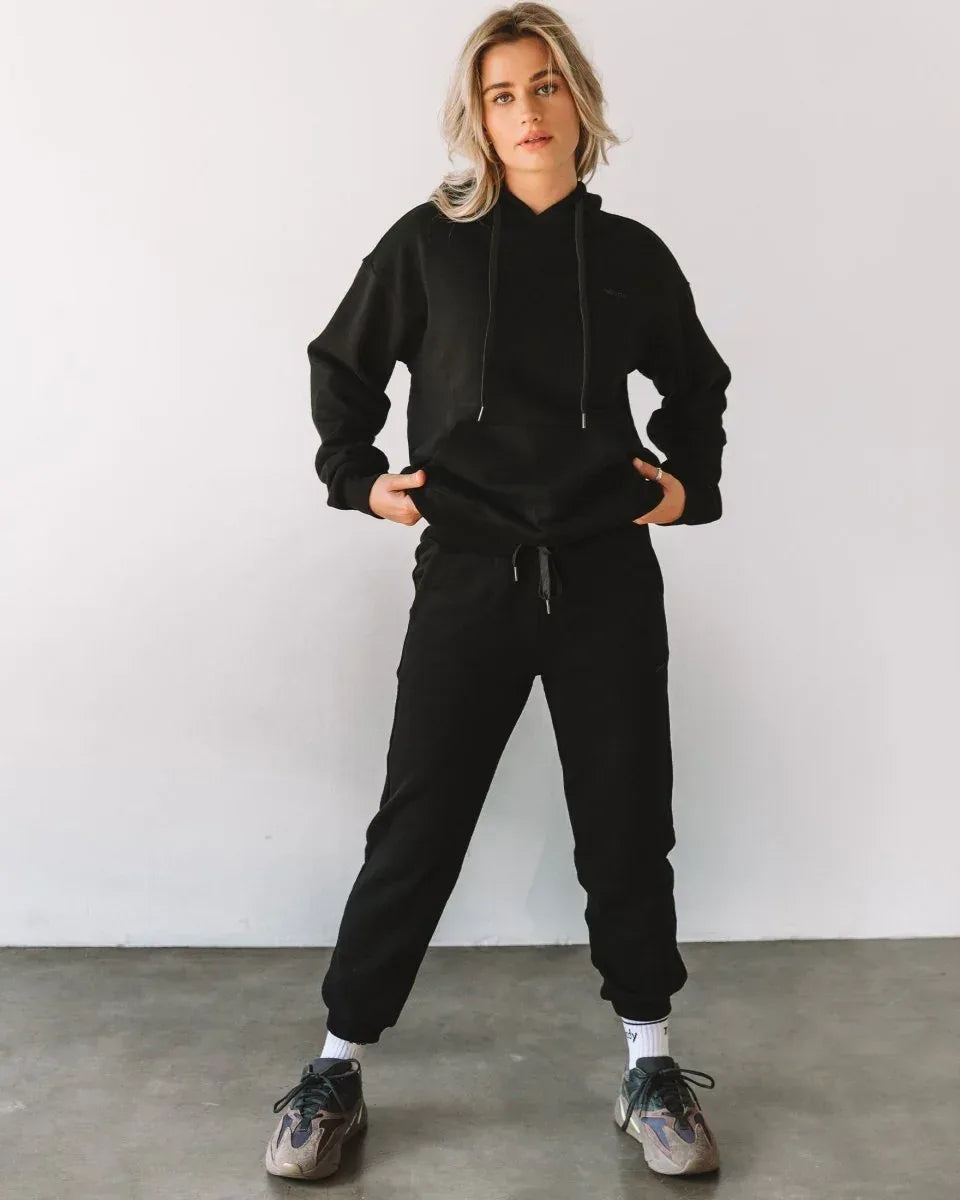 Rebody French Terry Sweatpants for Women - 7/8 Inseam, Baggy Fit, Pockets, Drawstring - Allen-Fitness