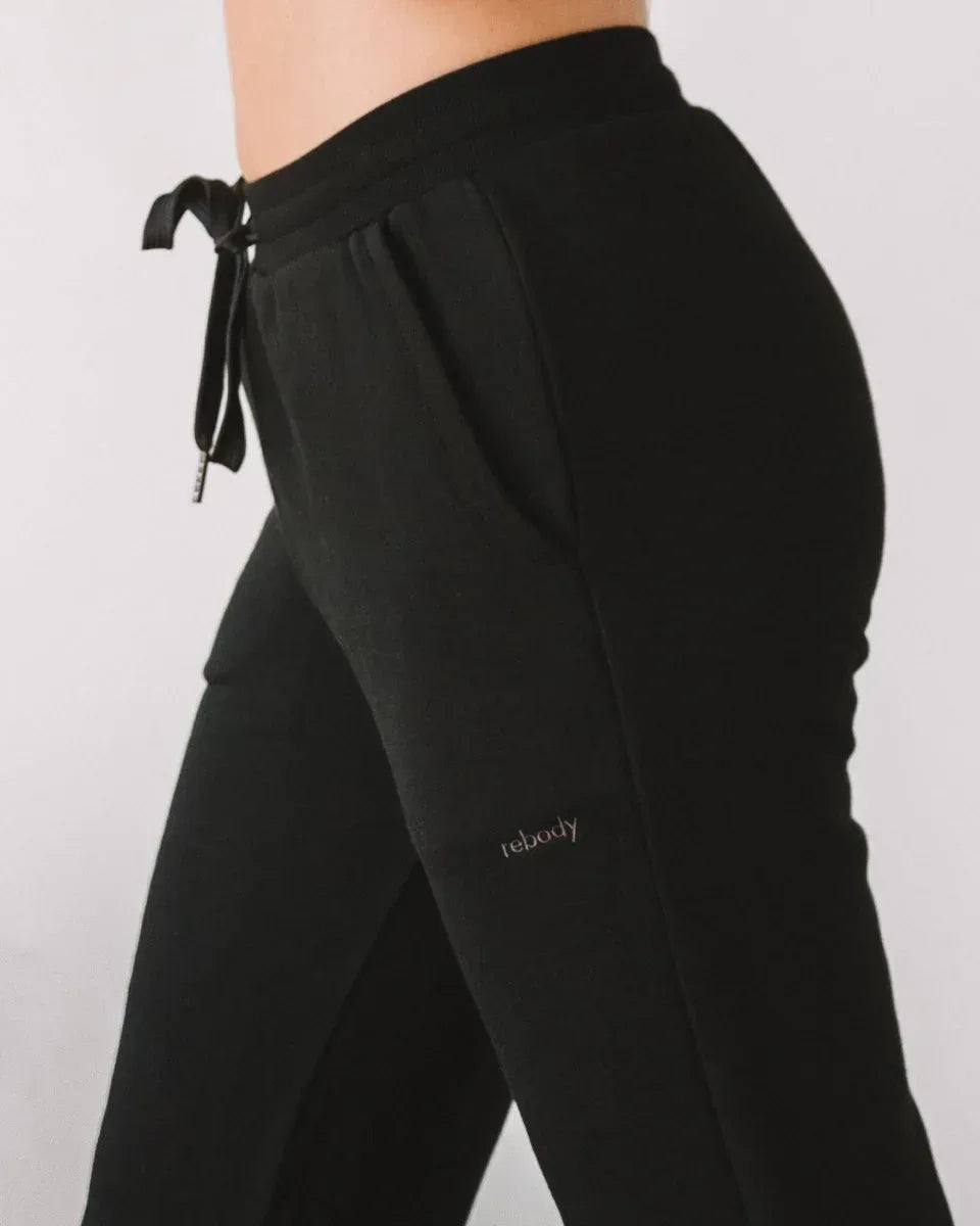 Rebody French Terry Sweatpants for Women - 7/8 Inseam, Baggy Fit, Pockets, Drawstring - Allen-Fitness