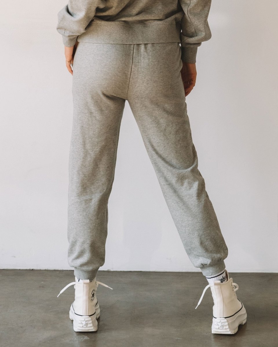 Rebody French Terry Sweatpants for Women - 7/8 Inseam, Baggy Fit, Pockets, Drawstring - Allen - Fitness