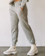 Rebody French Terry Sweatpants for Women - 7/8 Inseam, Baggy Fit, Pockets, Drawstring - Allen-Fitness