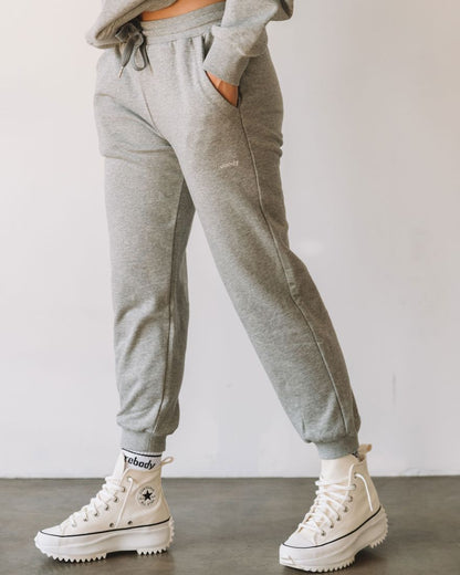 Rebody French Terry Sweatpants for Women - 7/8 Inseam, Baggy Fit, Pockets, Drawstring - Allen - Fitness
