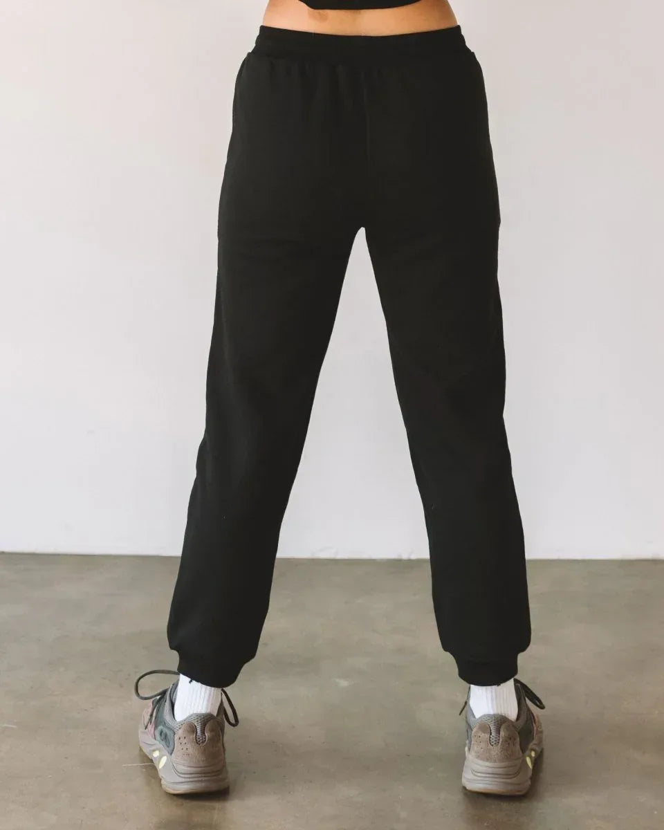 Rebody French Terry Sweatpants for Women - 7/8 Inseam, Baggy Fit, Pockets, Drawstring - Allen-Fitness