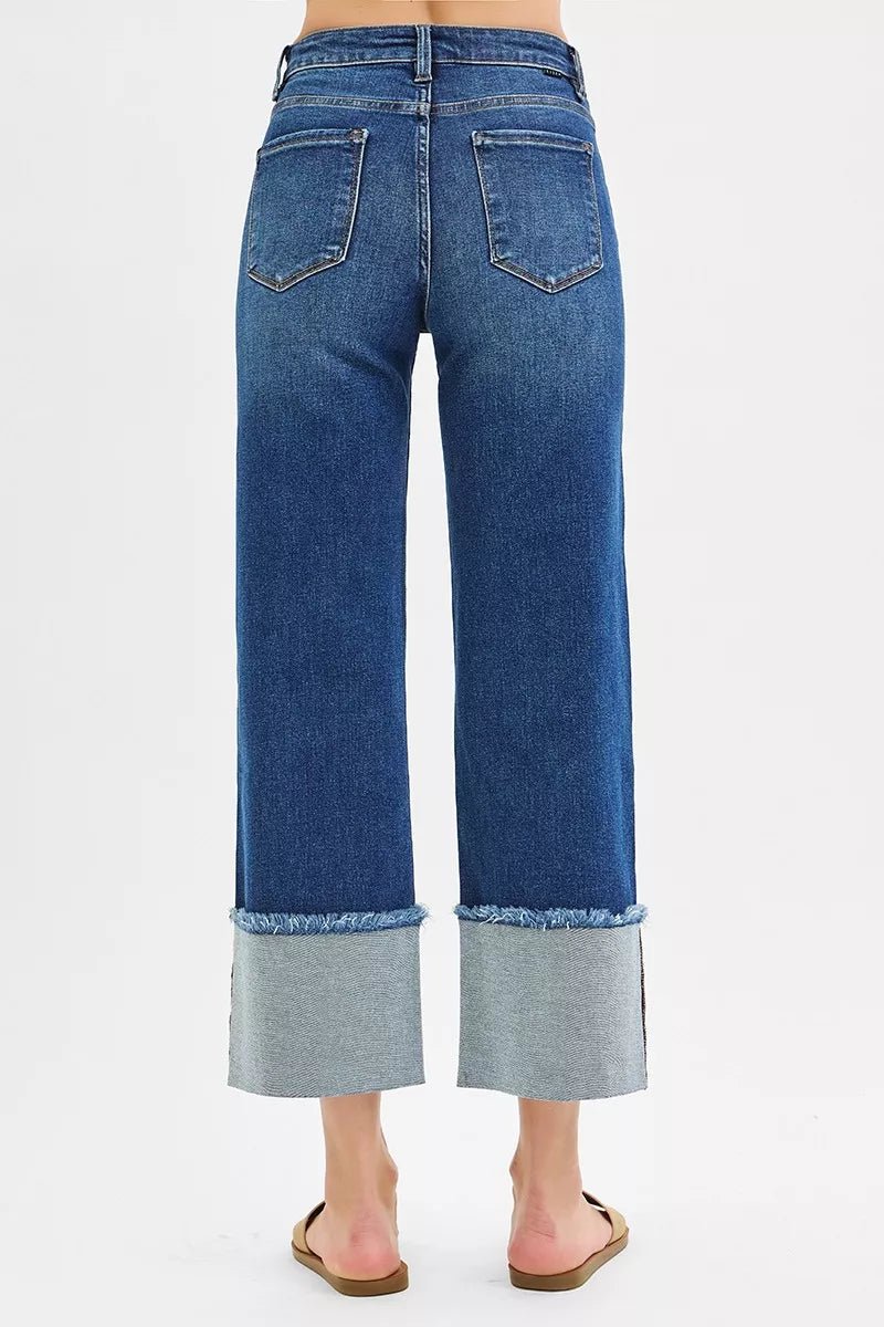 RISEN Full Size Mid Rise Crop Wide Wide Cuffed Jeans Plus Size - Allen Fitness | Running Shoes, Leggings &amp; Activewear UK