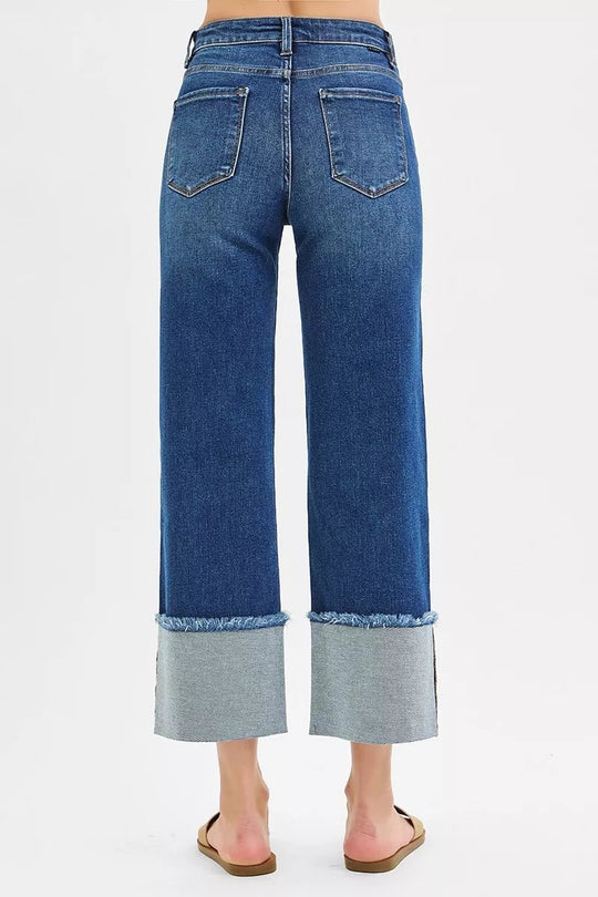 RISEN Full Size Mid Rise Crop Wide Wide Cuffed Jeans Plus Size - Allen Fitness | Running Shoes, Leggings &amp; Activewear UK