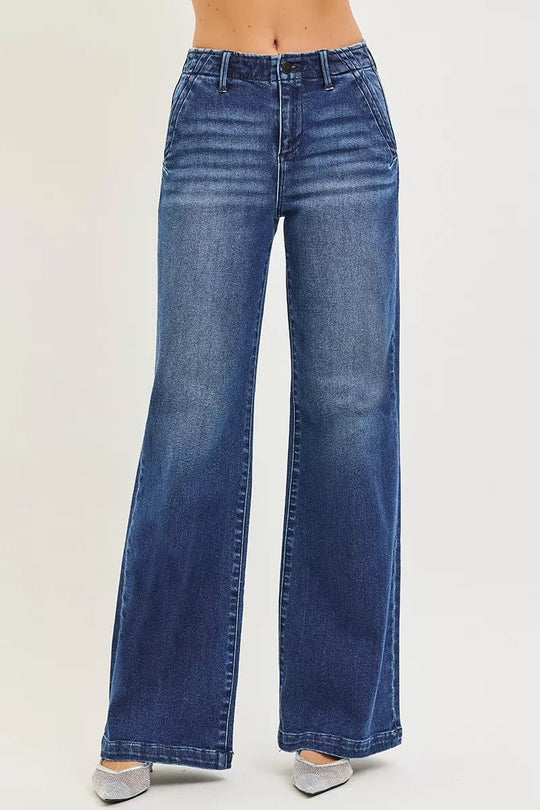 RISEN High Rise Wide Leg Jeans | Slanted Pockets | Sizes 0–15 - Allen Fitness | Running Shoes, Leggings &amp; Activewear UK