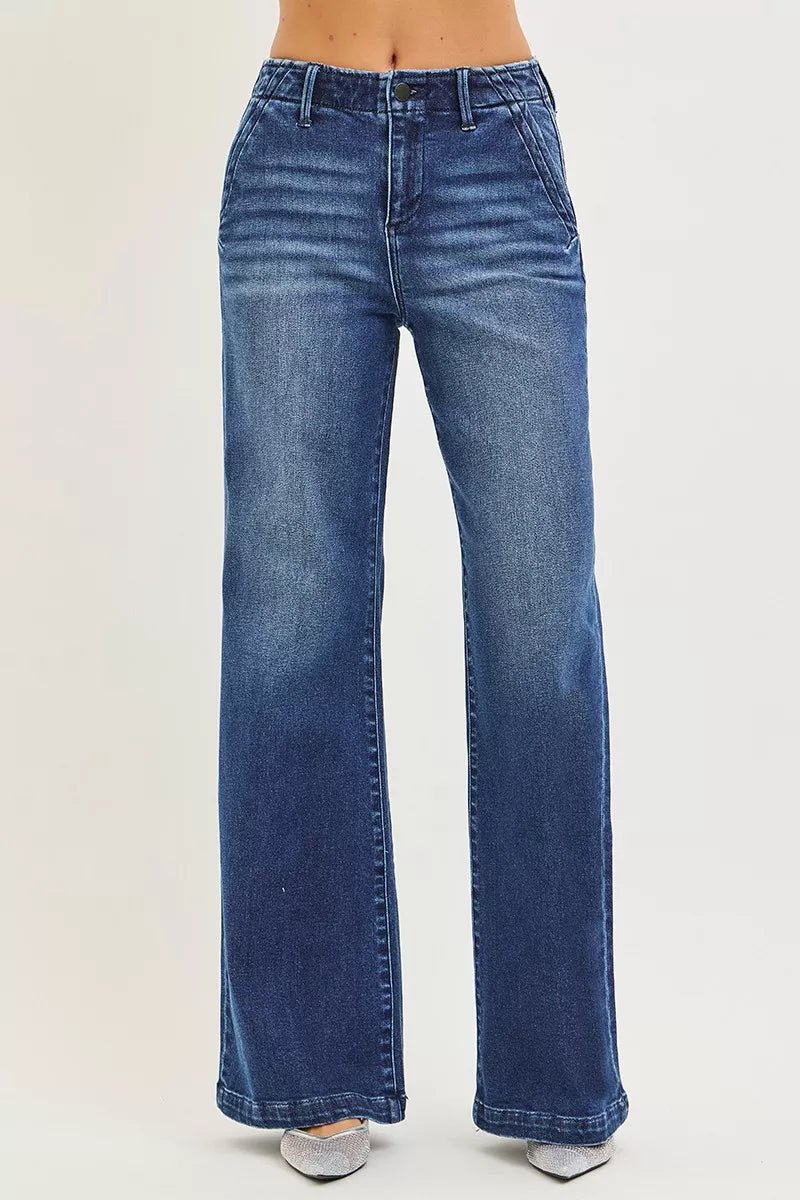 RISEN High Rise Wide Leg Jeans | Slanted Pockets | Sizes 0–15 - Allen Fitness | Running Shoes, Leggings &amp; Activewear UK