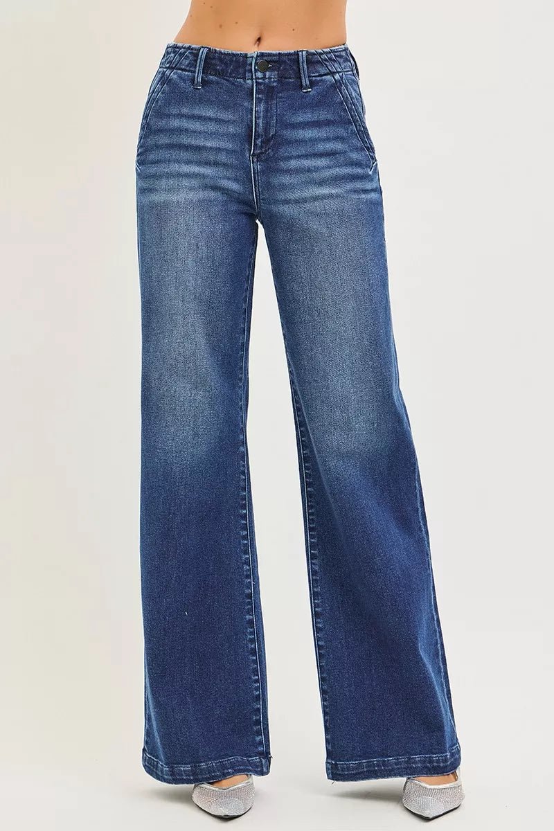 RISEN High Rise Wide Leg Jeans | Slanted Pockets | Sizes 0–15 - Allen Fitness | Running Shoes, Leggings & Activewear UK