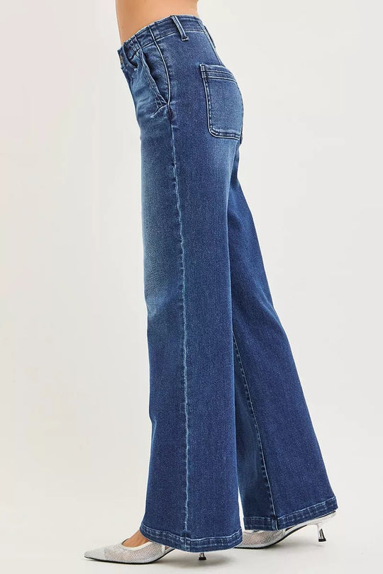 RISEN High Rise Wide Leg Jeans | Slanted Pockets | Sizes 0–15 - Allen Fitness | Running Shoes, Leggings &amp; Activewear UK