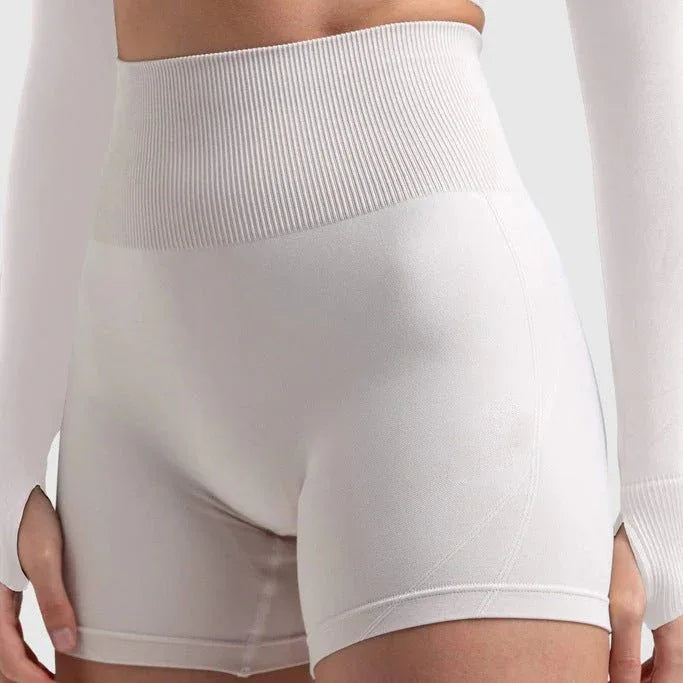 Seamless Sports Bra Set with Peach Hip Trousers – Super Stretch Long Sleeve Yoga Outfit S, M, L - Allen-Fitness