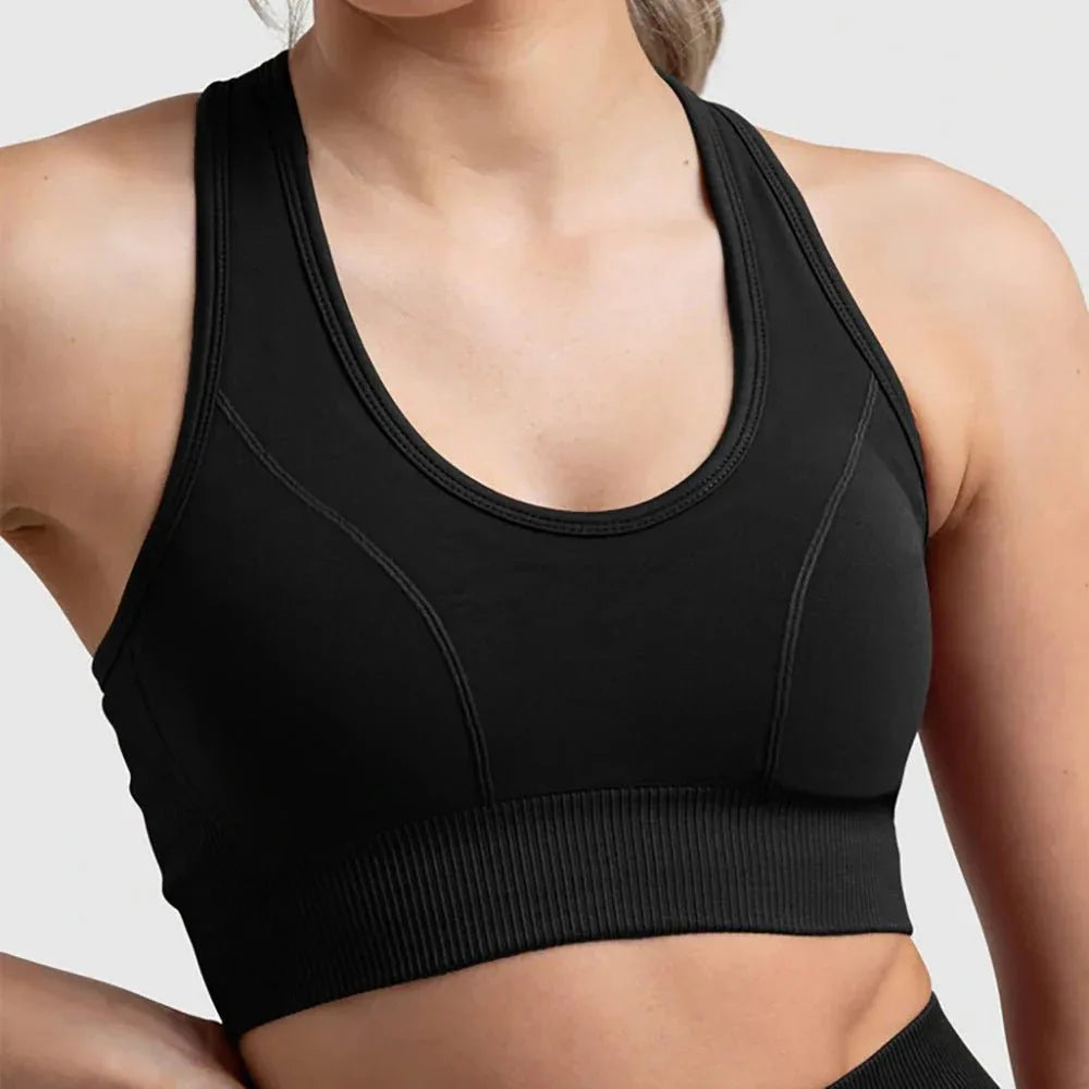 Seamless Sports Bra Set with Peach Hip Trousers – Super Stretch Long Sleeve Yoga Outfit S, M, L - Allen-Fitness