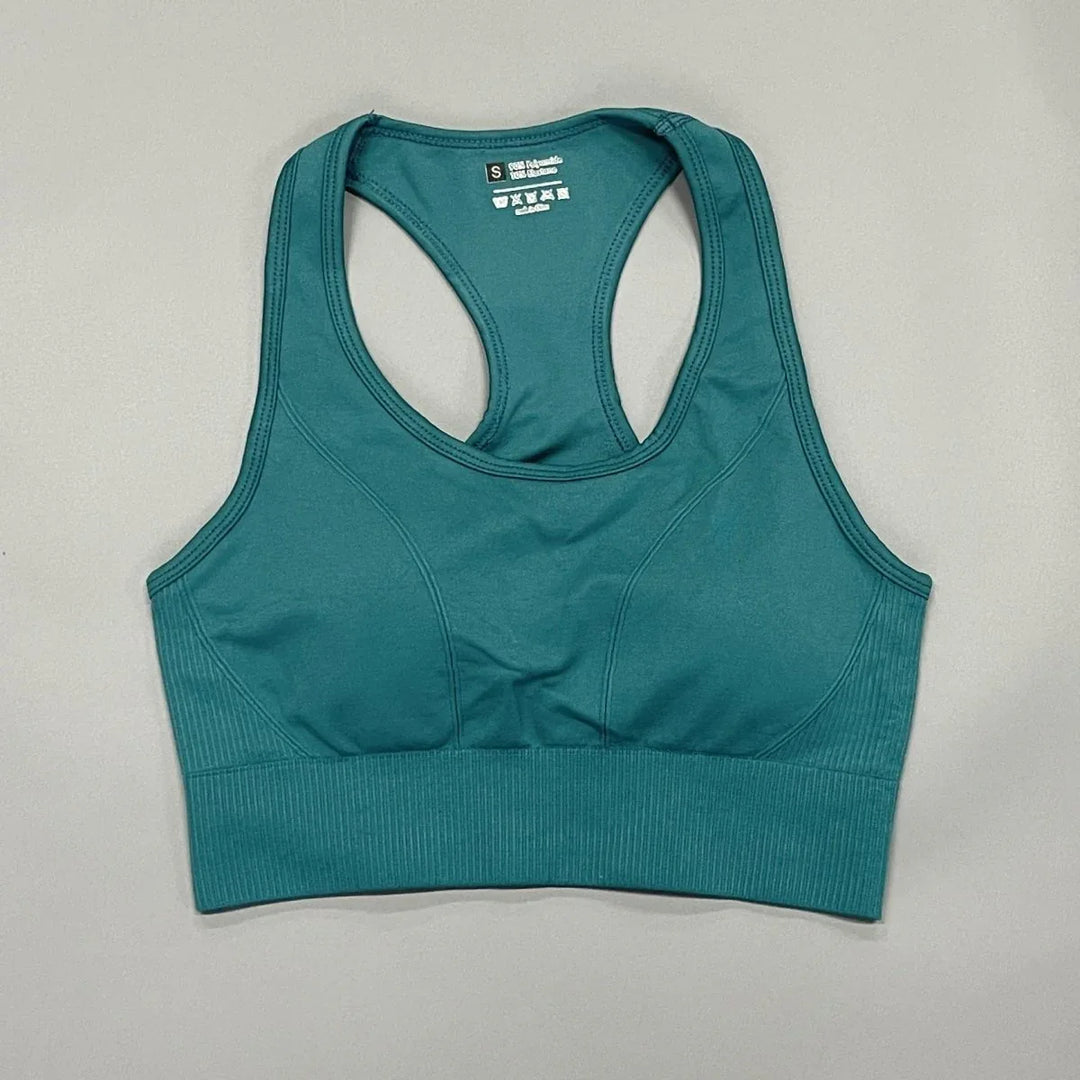 Seamless Sports Bra Set with Peach Hip Trousers – Super Stretch Long Sleeve Yoga Outfit S, M, L - Allen-Fitness