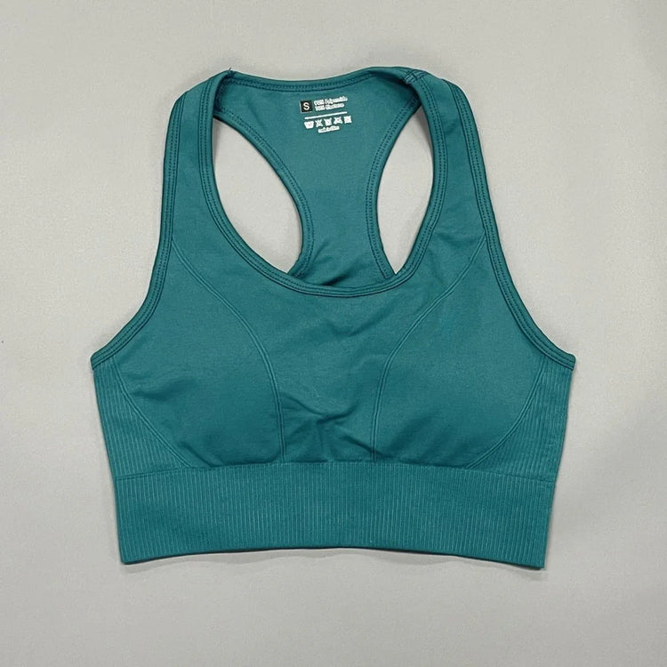 Seamless Sports Bra Set with Peach Hip Trousers – Super Stretch Long Sleeve Yoga Outfit S, M, L - Allen-Fitness