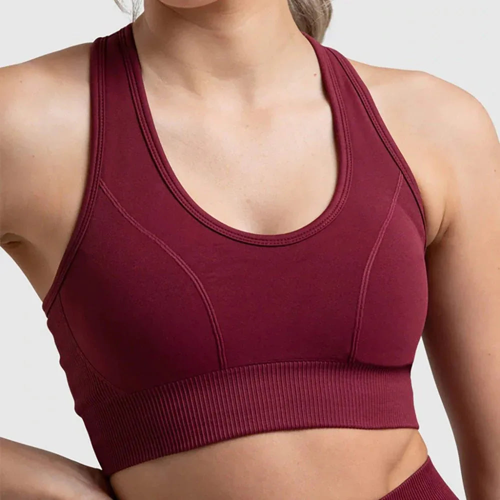 Seamless Sports Bra Set with Peach Hip Trousers – Super Stretch Long Sleeve Yoga Outfit S, M, L - Allen-Fitness