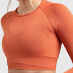 Seamless Sports Bra Set with Peach Hip Trousers – Super Stretch Long Sleeve Yoga Outfit S, M, L - Allen-Fitness