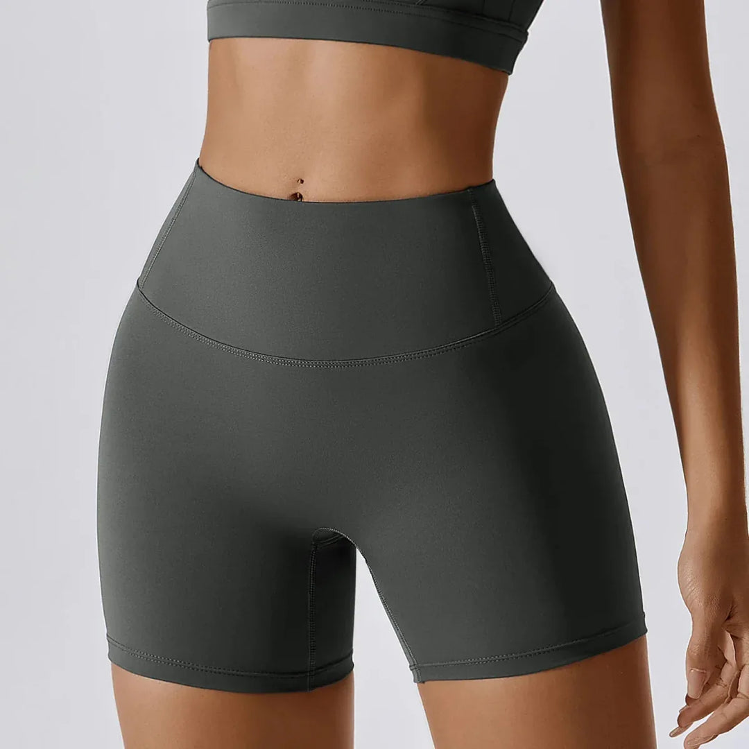 Yoga Shorts Set with Logo, Seamless 3 Color Design - 2 Piece Fitness Set - Allen-Fitness