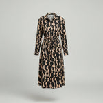 Slim-Fit Elegant Dress with Geometric Pattern and Lace Details - High Waist A-Line Skirt - Allen-Fitness