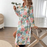 Slim-Fit Elegant Dress with Geometric Pattern and Lace Details - High Waist A-Line Skirt - Allen-Fitness