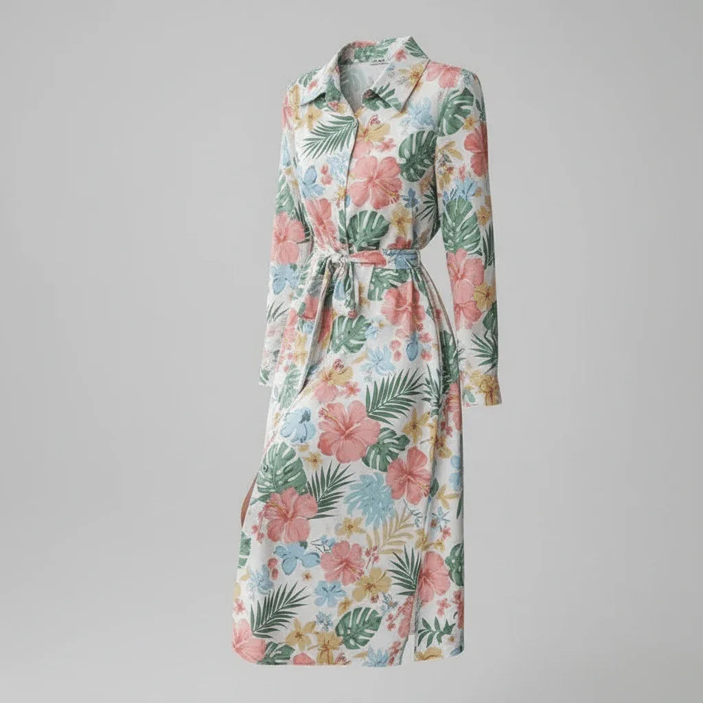 Slim-Fit Elegant Dress with Geometric Pattern and Lace Details - High Waist A-Line Skirt - Allen-Fitness