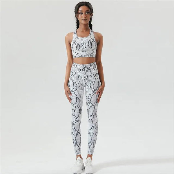 Snake Skin Sport Set Women Gym Outfit Workout Clothes Sportswear Yoga Suit for Fitness Gym Leggings Set Active Wear - Premium Fitness & Activewear for Men & Women|UK