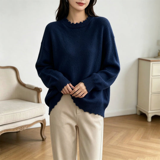 Solid color lace long sleeved pullover sweater - Premium Fitness &amp; Activewear for Men &amp; Women|UK