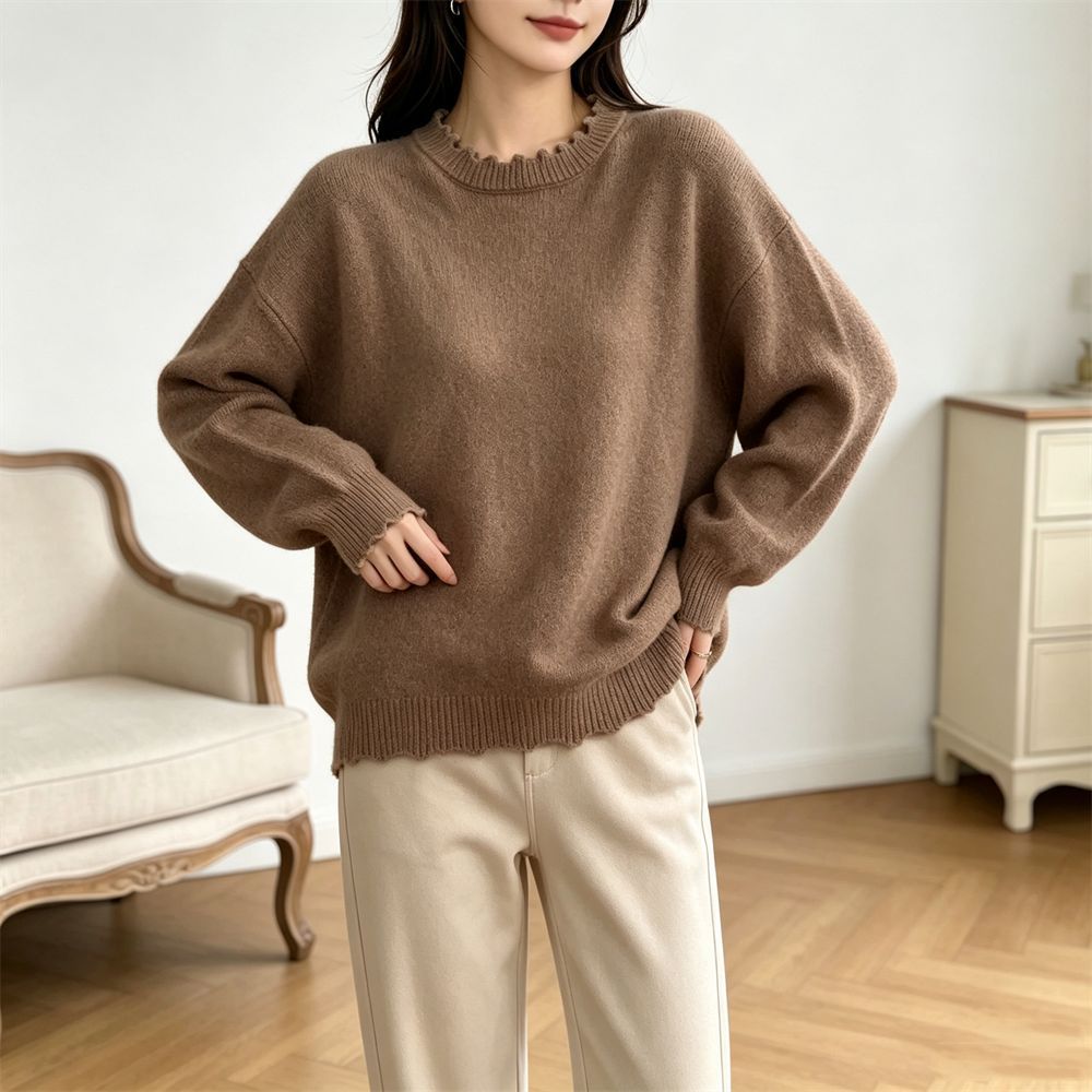 Solid color lace long sleeved pullover sweater - Premium Fitness &amp; Activewear for Men &amp; Women|UK