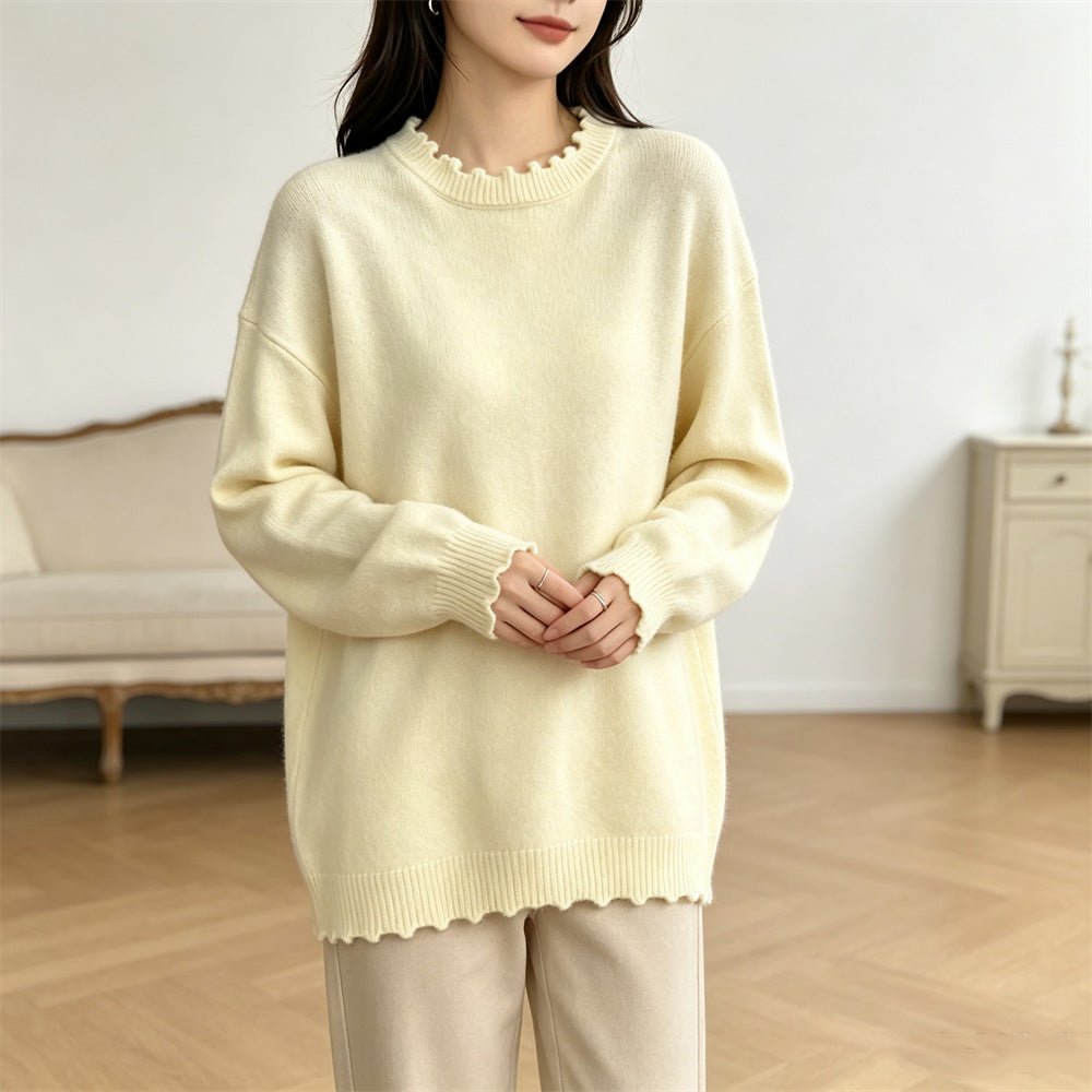Solid color lace long sleeved pullover sweater - Premium Fitness &amp; Activewear for Men &amp; Women|UK