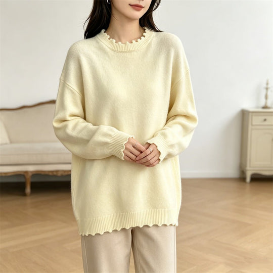 Solid color lace long sleeved pullover sweater - Premium Fitness &amp; Activewear for Men &amp; Women|UK