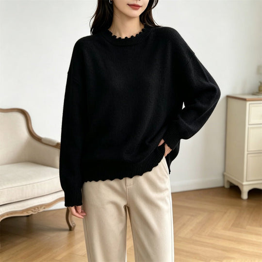 Solid color lace long sleeved pullover sweater - Premium Fitness &amp; Activewear for Men &amp; Women|UK