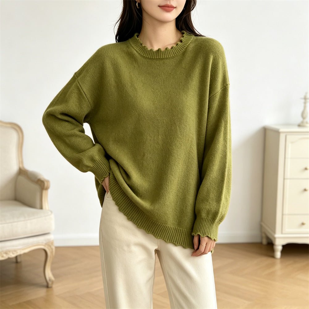 Solid color lace long sleeved pullover sweater - Premium Fitness &amp; Activewear for Men &amp; Women|UK