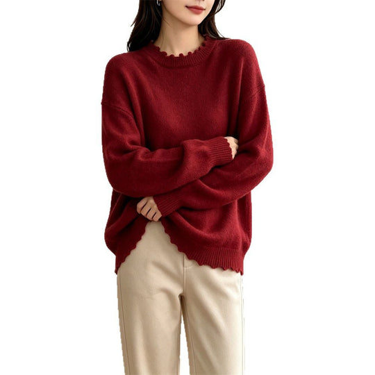 Solid color lace long sleeved pullover sweater - Premium Fitness &amp; Activewear for Men &amp; Women|UK