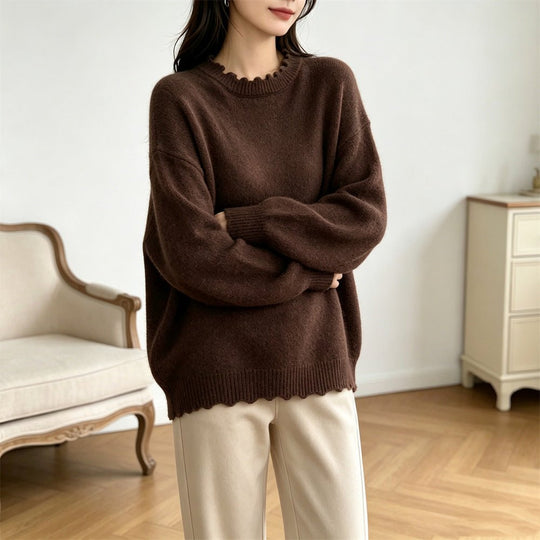 Solid color lace long sleeved pullover sweater - Premium Fitness &amp; Activewear for Men &amp; Women|UK