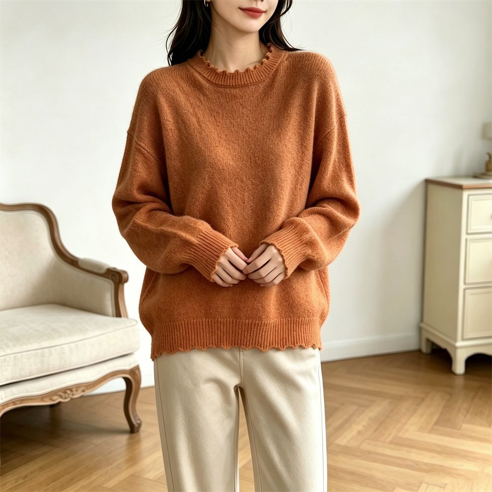 Solid color lace long sleeved pullover sweater - Premium Fitness &amp; Activewear for Men &amp; Women|UK