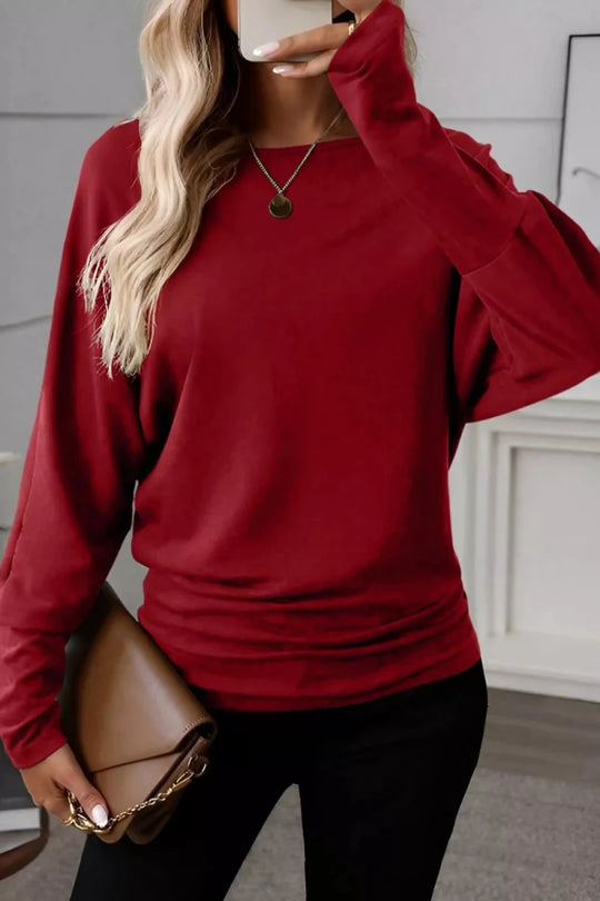 Solid Color Long Sleeve Blouse - Allen Fitness | Running Shoes, Leggings &amp; Activewear UK