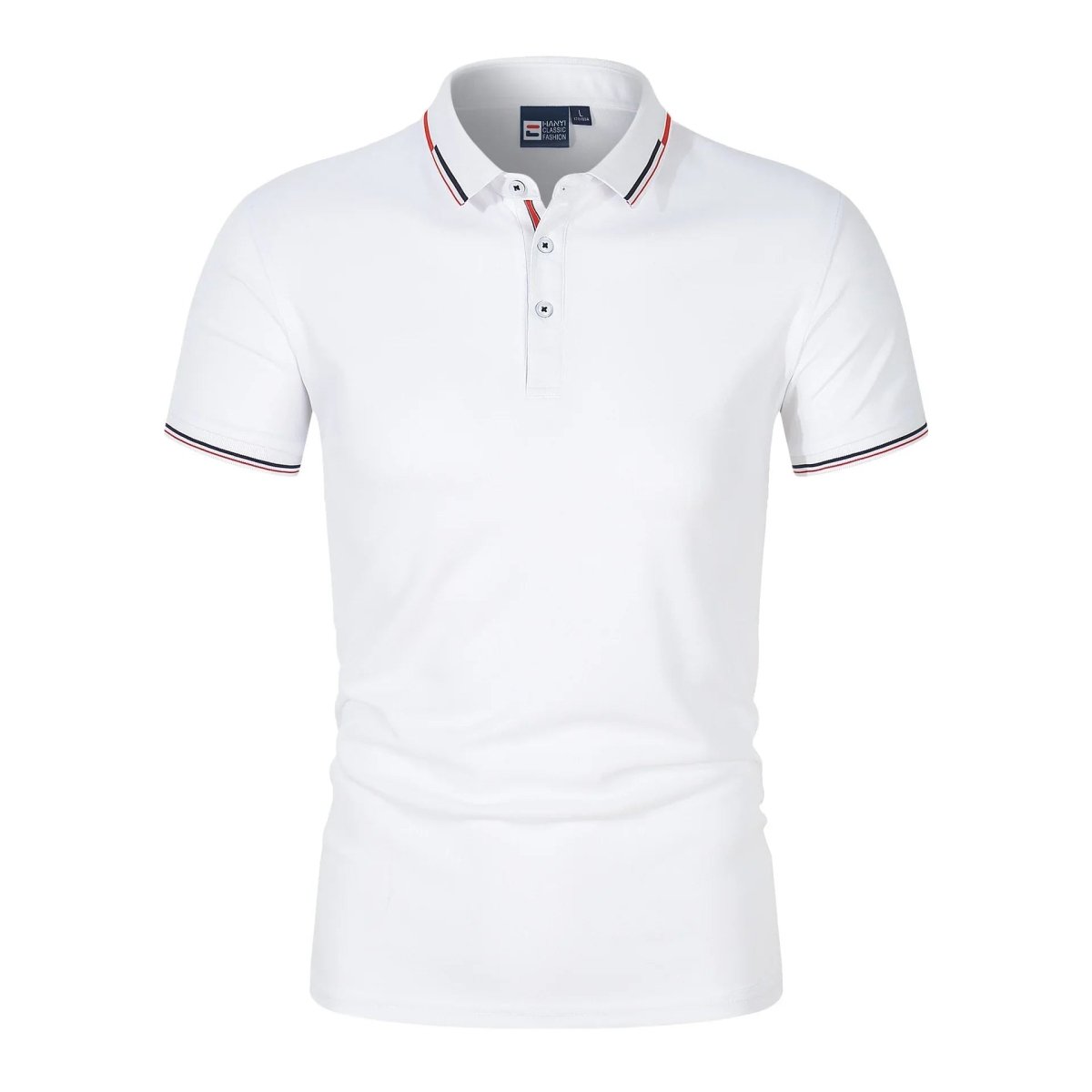 Solid-color Mens Polo Shirt With A Stand-up Collar And Short Sleeves - Allen-Fitness
